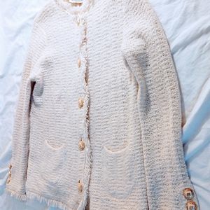 Henri Bendel Cream Colored Sweater Blazer Wool/Alpaca Blend Size M